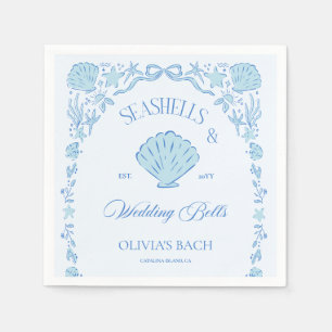 Serviette En Papier Coquillages et Cloches de Mariage Enterrement de V