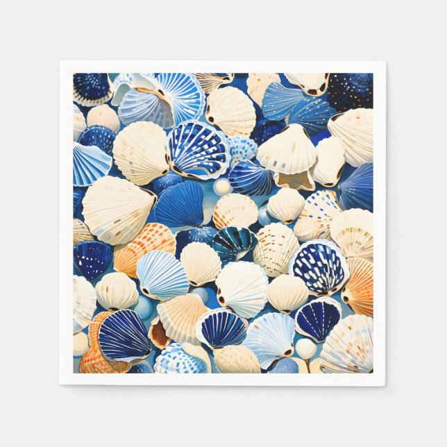 Serviette En Papier Coquillages marins d'été (Devant)