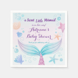 Serviette En Papier Coquille de Baby shower de sirène sous la mer B