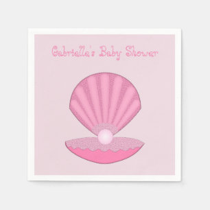 Serviette En Papier Coquille d'huîtres pour fille rose et Baby shower