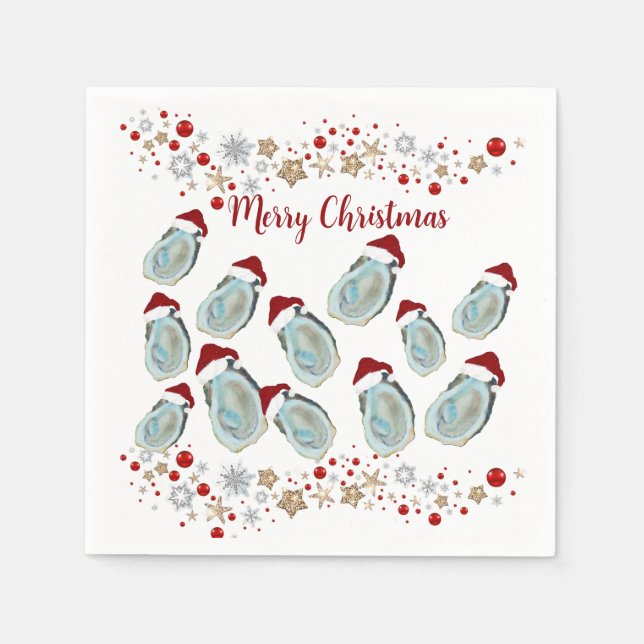 Serviette En Papier Coquilles d'huîtres de Noël de Santa (Devant)
