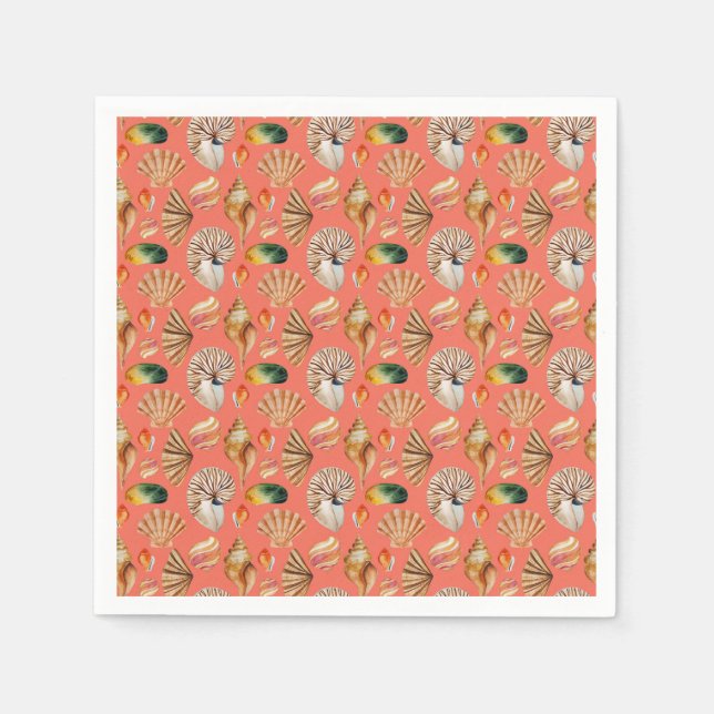 SERVIETTE EN PAPIER COQUILLES MARINES (Devant)