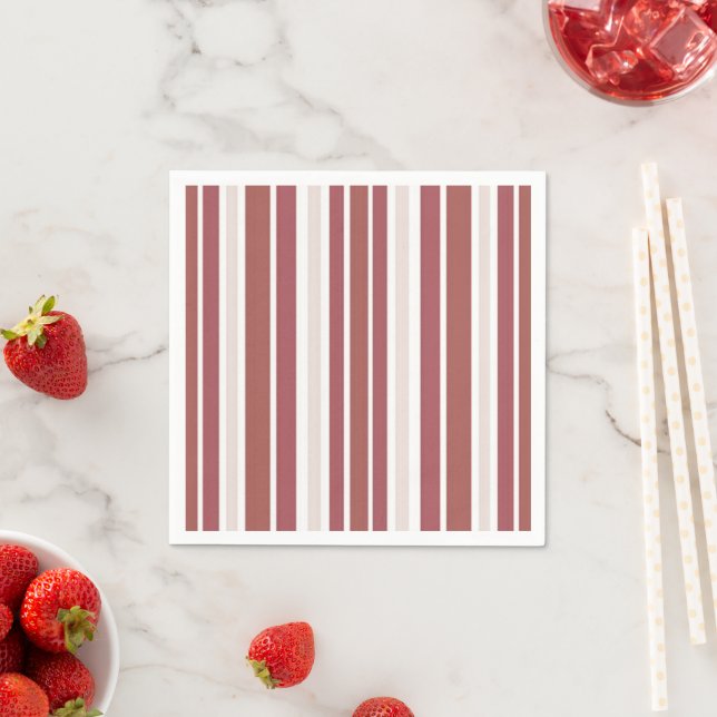 Serviette En Papier Corail Beige Stripes (En situation)