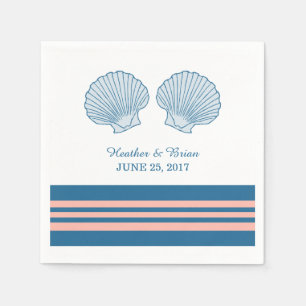 Serviette En Papier Corail Bleu Coquillages Nautiques Papier serviette