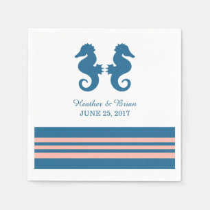 Serviette En Papier Corail Bleu Nautique Seahorse Papier