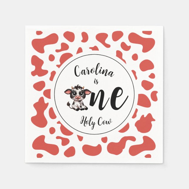 Serviette En Papier Corail de la vache royale rose (Devant)