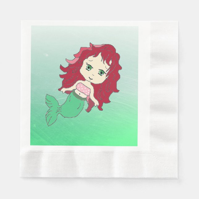 Serviette En Papier Corail de sirène Papier d'anniversaire (Devant)
