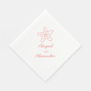 Serviette En Papier corail étoile de mer mariage déjeuner papier servi