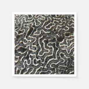 Serviette En Papier Corail noir et blanc II Abstrait Nature Photo