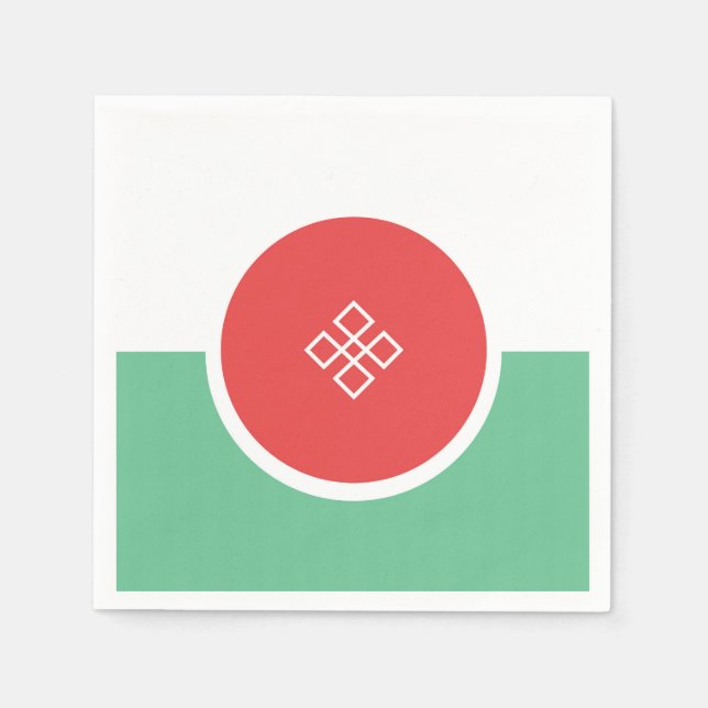 Serviette En Papier Corail rond rose et vert menthe d'aqua (Devant)