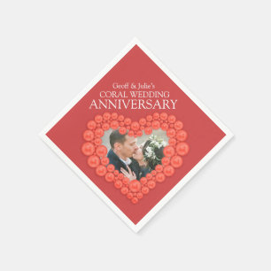 Serviette En Papier Coral 35ème Mariage Anniversaire de photos du coeu