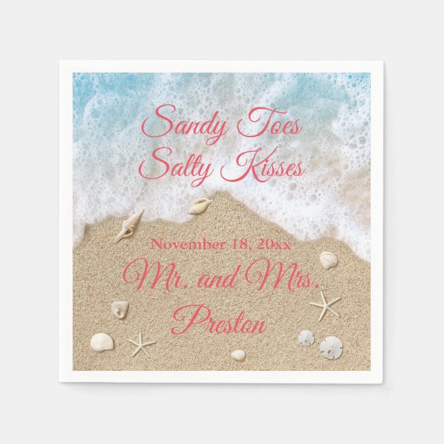 Serviette En Papier Coral Beach Waves Sandy Toes (Devant)