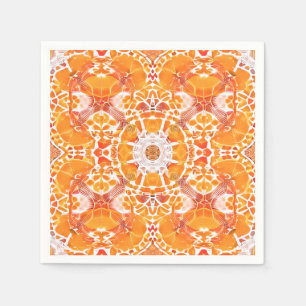Serviette En Papier Coral Orange et crème Batik Motif