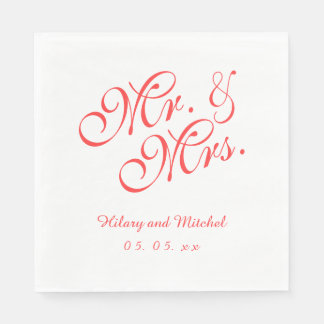 Serviette En Papier Coral Red M. et Mme. | Papier mariage