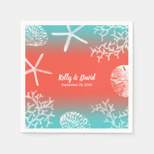 Serviette En Papier Coral Reef Starfish Plage tropicale Mariage