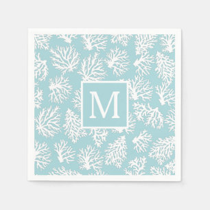 Serviette En Papier Coral Reefs été plage côtière monogramme exté