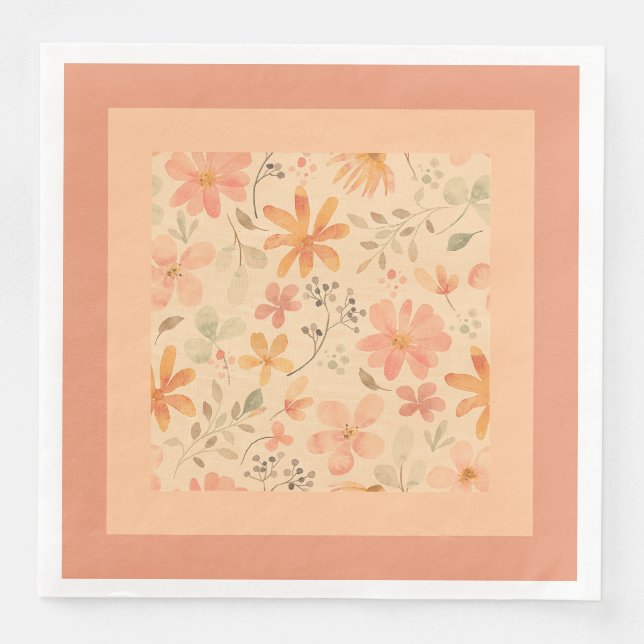 Serviette En Papier Coral rose doré mélange et match (Devant)