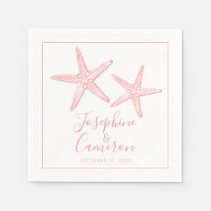 Serviette En Papier Coral rose Starfish Beach Mariage