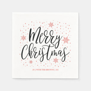 Serviette En Papier Coral Serviettes de fête de Noël modernes et joy