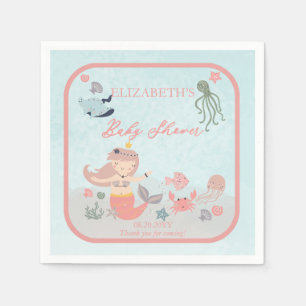 Serviette En Papier Coral Sweet Petite Sirène Baby shower Fille de mer