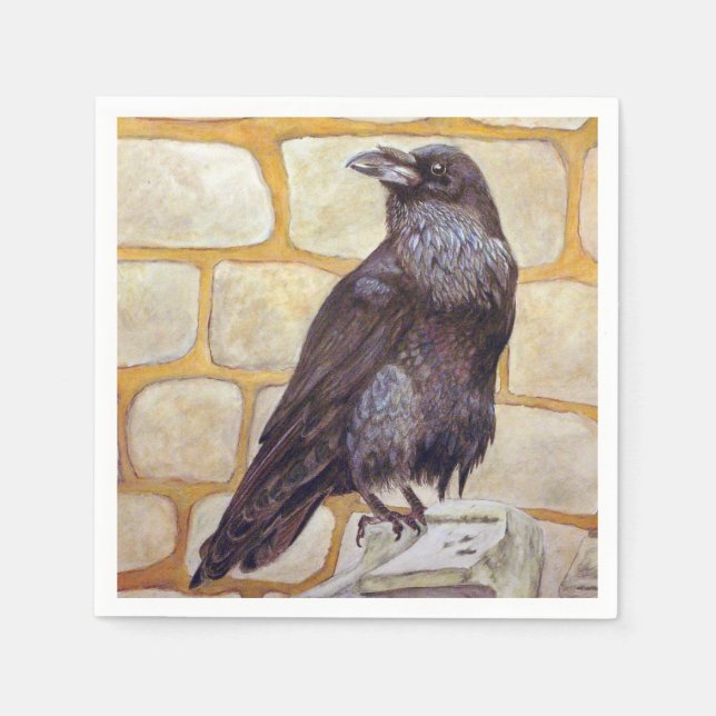 Serviette En Papier Corbeau (Devant)