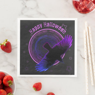 Serviette En Papier Corbeau noir et pourpre