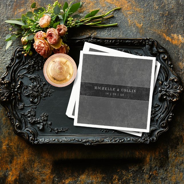 Serviette En Papier Corbeau noir gothique et Mariage Rose noir (Créateur téléchargé)