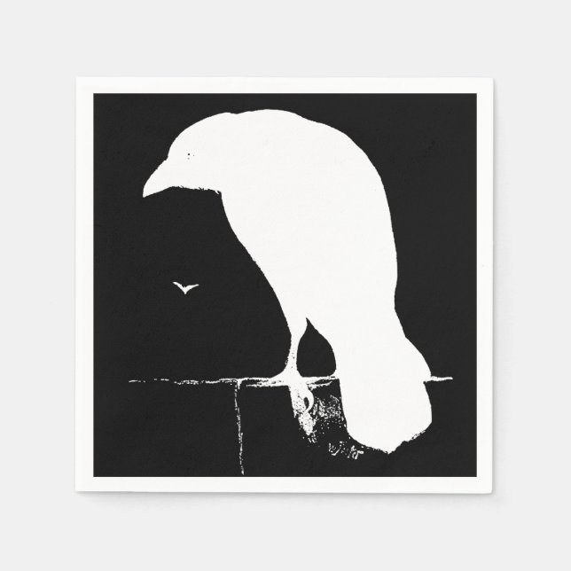 Serviette En Papier Corbeau vintage Silhouette Rétro Goth Ravens Crow (Devant)