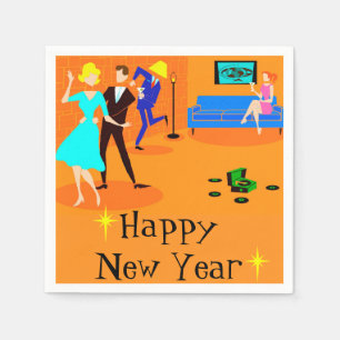 Serviette En Papier Corbeille de cocktails Retro Disposable