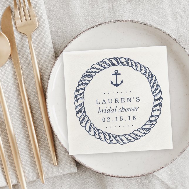 Serviette En Papier Corde marine nautique et Fête des mariées Ancre (Créateur téléchargé)