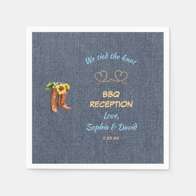 Serviette En Papier Corde Occidentale Nous Avons Lié La Réception BBQ  (Devant)
