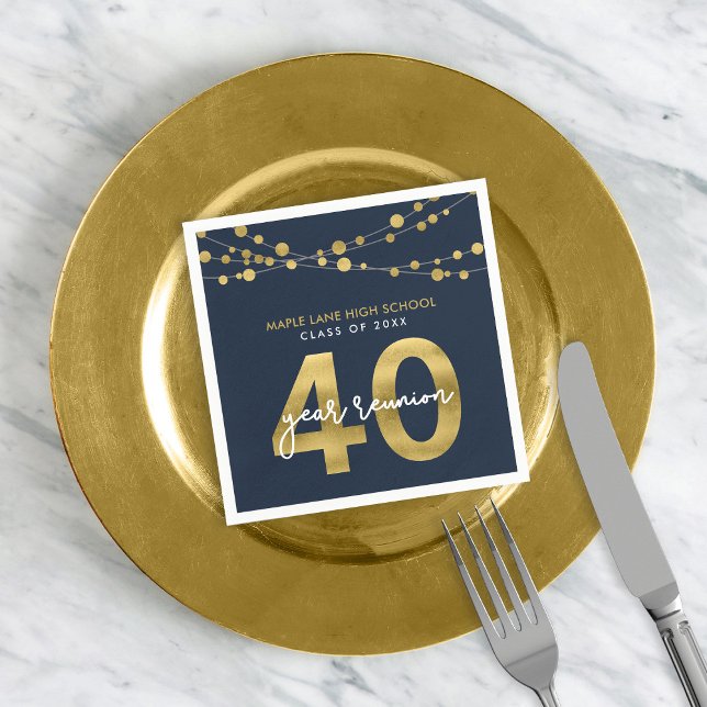 Serviette En Papier Cordes bleues de lumière 40 ans Classe Réunion (Créateur téléchargé)