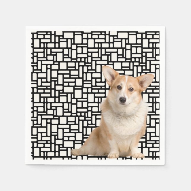 Serviette En Papier Corgi Abstrait mignon (Devant)