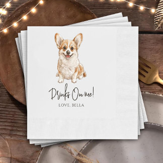 Serviette En Papier Corgi Art Personnalisé Cocktail Pet Mariage de ser