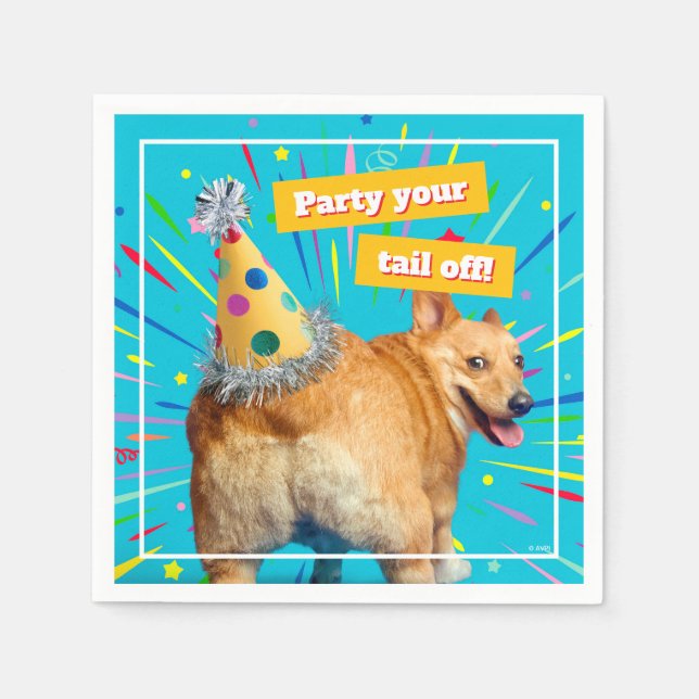 Serviette En Papier Corgi Butt Birthday Hat (Devant)