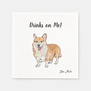 Serviette En Papier Corgi Chien Cocktail Napkins