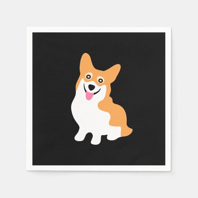 Serviette En Papier Corgi Chiot mignon et souriant (Devant)
