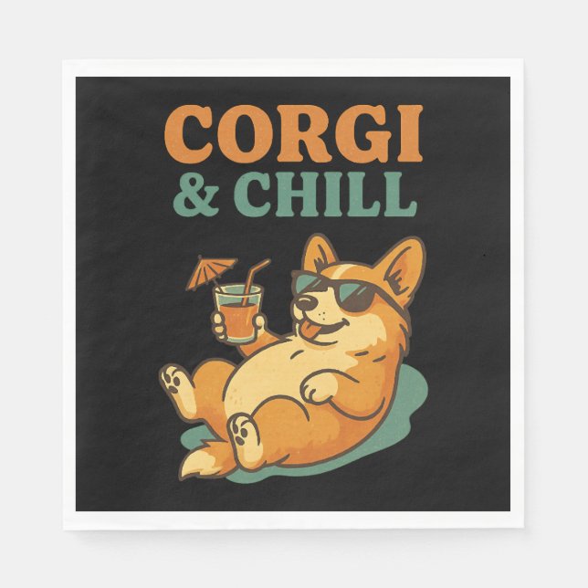 Serviette En Papier Corgi et Chill (Devant)
