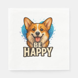 Serviette En Papier Corgi heureux avec cœur coloré - Conception pour a