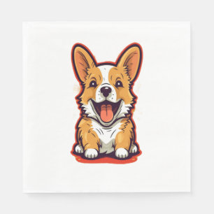 Serviette En Papier Corgi joyeux et mignon - Conception adorable pour