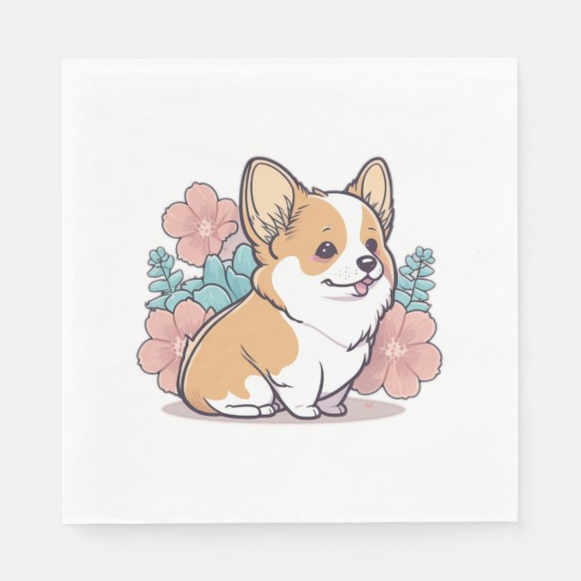 Serviette En Papier corgi mignon (Devant)