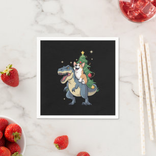 Serviette En Papier Corgi Noël Dinosaure Arbre Rex Vacances Xmas 