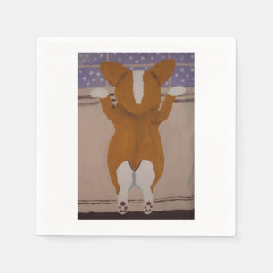 Serviette En Papier Corgi regardant par la fenêtre