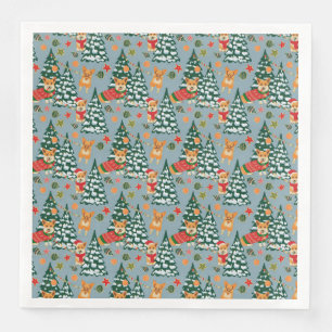 Serviette En Papier Corgis décorent l'arbre de Noël en forêt