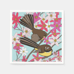 Serviette En Papier Corne florale et ornithologique