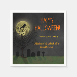 Serviette En Papier Corneille de Halloween sur l'arbre avec la partie