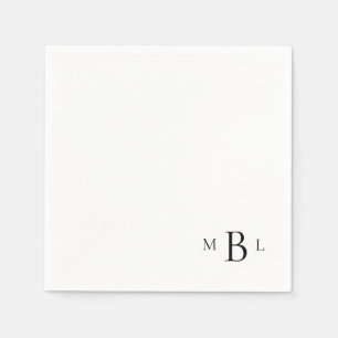 Serviette En Papier Corner Black Monogram Simple Cocktail Napkins