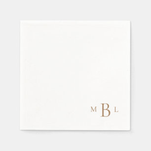 Serviette En Papier Corner Gold Monogram Simple Cocktail Napkins