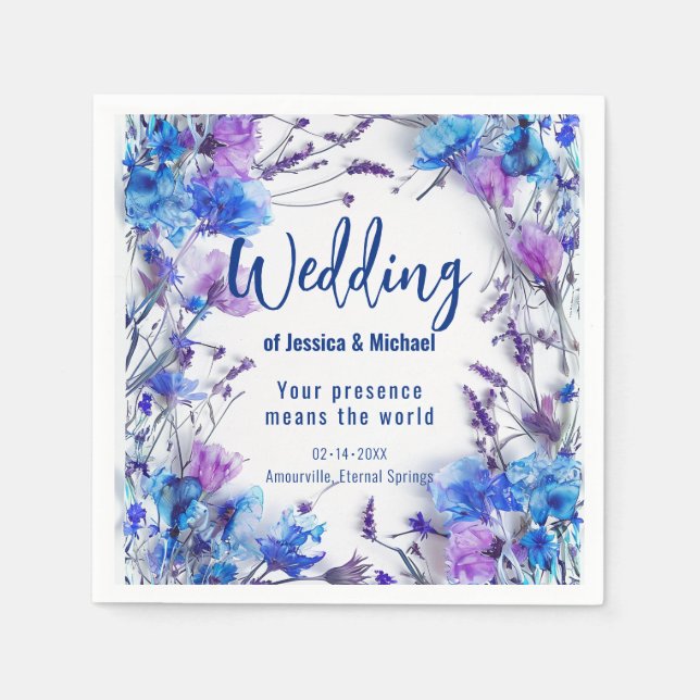 Serviette En Papier 💍 Cornflowers et Lavender (Devant)