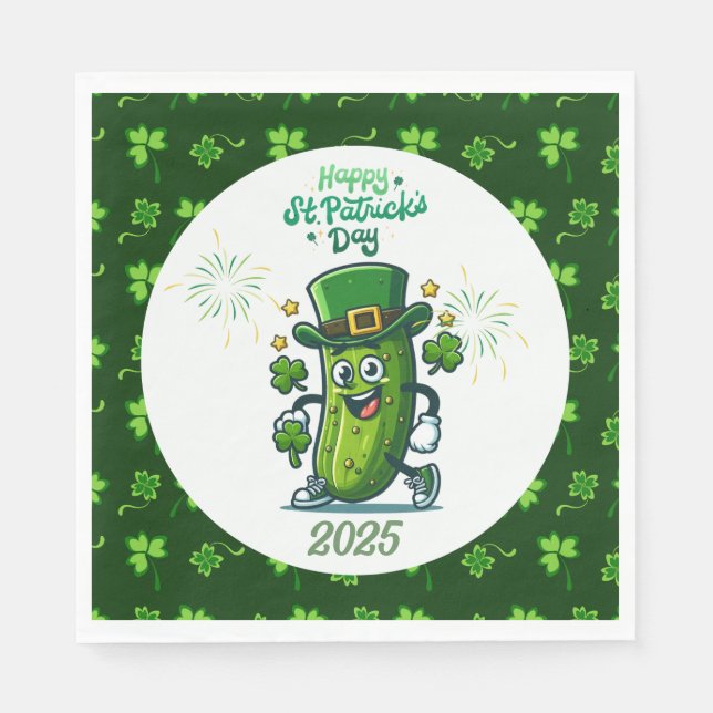 Serviette En Papier Cornichon de la Saint-Patrick 2025 (Devant)